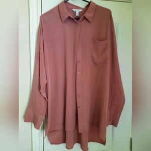 Nine West Silky Button-Up Shirt – Women’s XXL – Dusty Pink – New with Tags